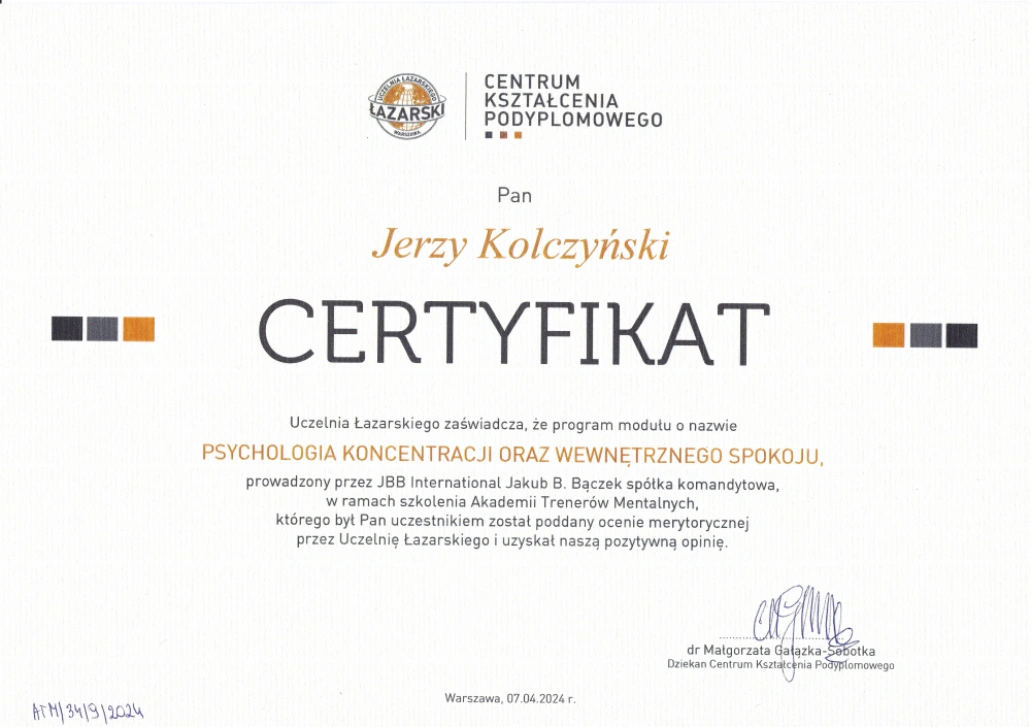 Certyfikat Łazarski-1000